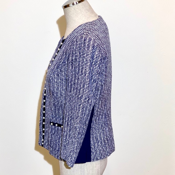 🔥NeW🔥 NWT White House Black Market Tweed & Faux Pearl Jacket - Sz 6 - Picture 10 of 16